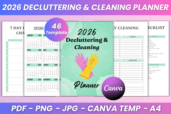 Download 2026 Decluttering &amp; Cleaning Planner Kdp - Declutter Collection